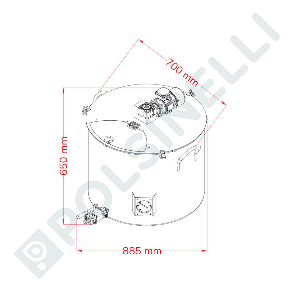 Olla motorizada 150 L de acero inoxidable con CLAMP  